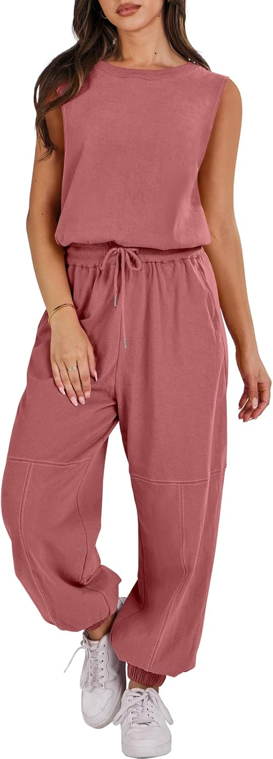 ANRABESS Jumpsuits for Women Casual Summer Sleeveless 2025 Romper One Piece Outfit Active Workout Lounge Jumpsuits Pockets - Image 19