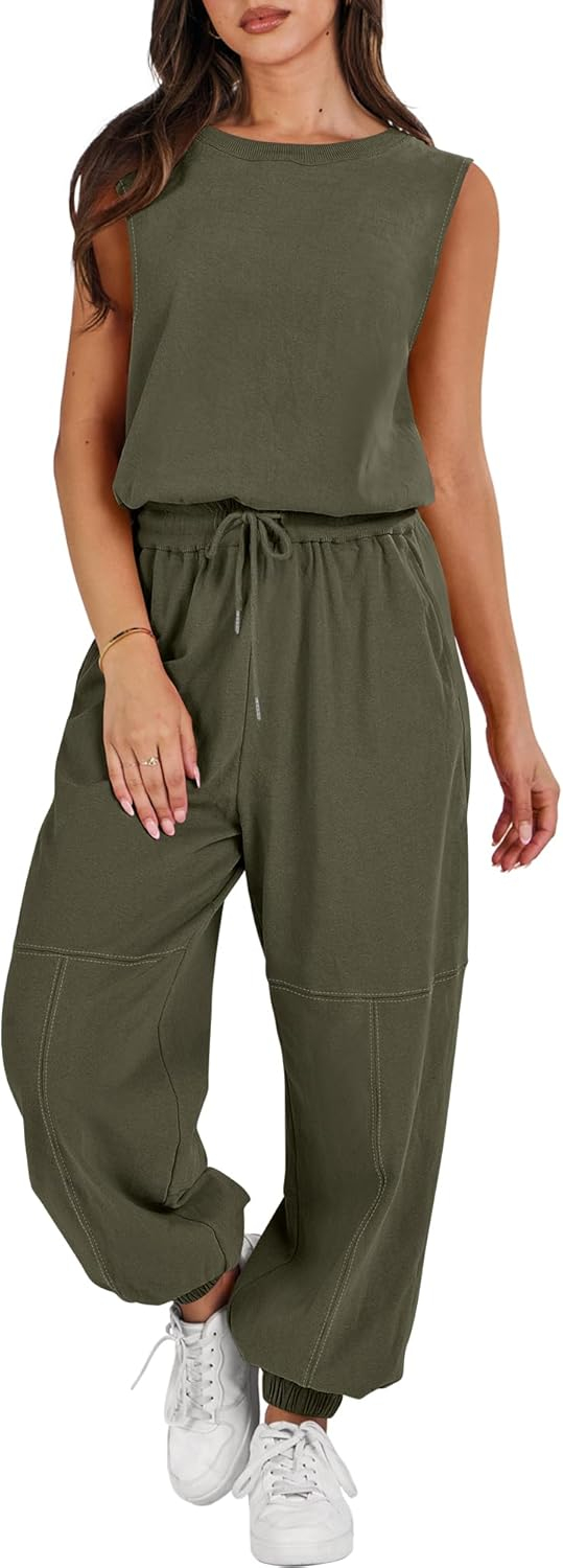 ANRABESS Jumpsuits for Women Casual Summer Sleeveless 2025 Romper One Piece Outfit Active Workout Lounge Jumpsuits Pockets - Image 37