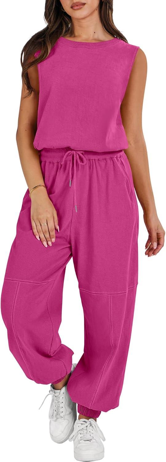 ANRABESS Jumpsuits for Women Casual Summer Sleeveless 2025 Romper One Piece Outfit Active Workout Lounge Jumpsuits Pockets - Image 46