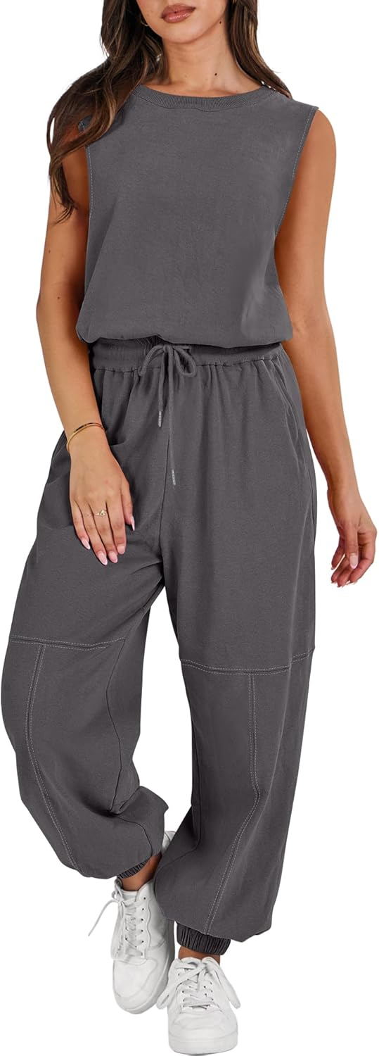 ANRABESS Jumpsuits for Women Casual Summer Sleeveless 2025 Romper One Piece Outfit Active Workout Lounge Jumpsuits Pockets - Image 55