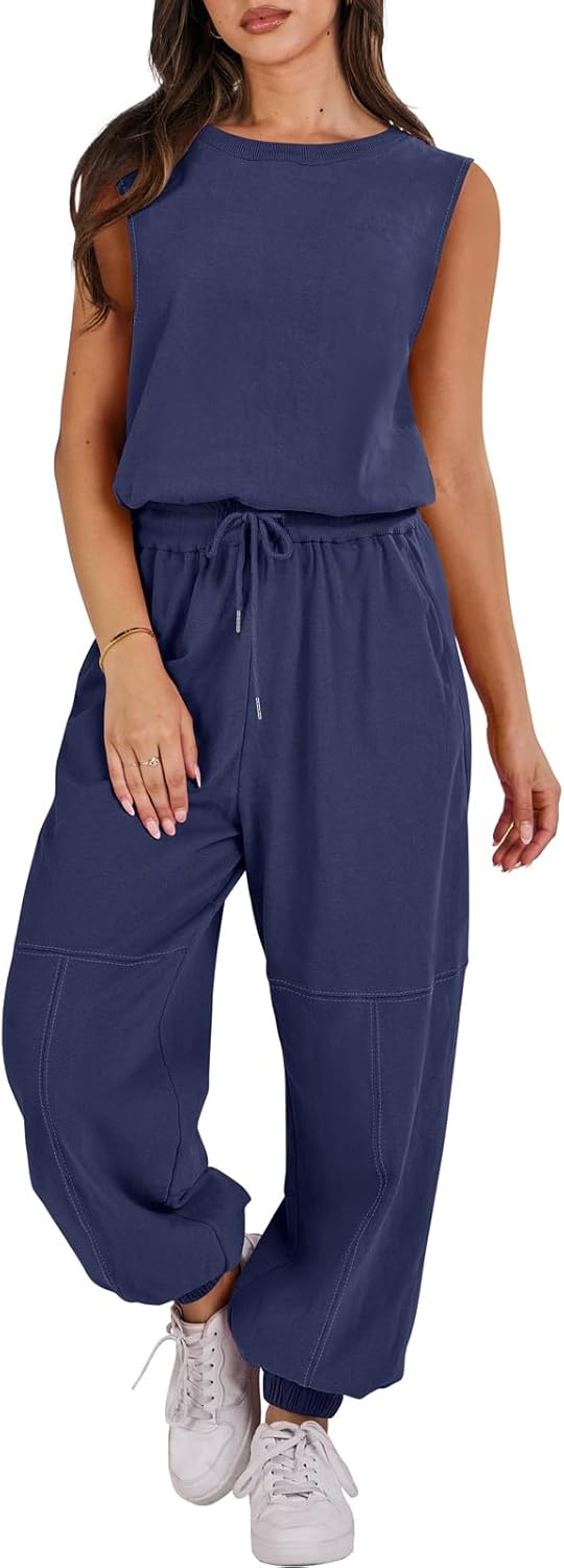 ANRABESS Jumpsuits for Women Casual Summer Sleeveless 2025 Romper One Piece Outfit Active Workout Lounge Jumpsuits Pockets - Image 64