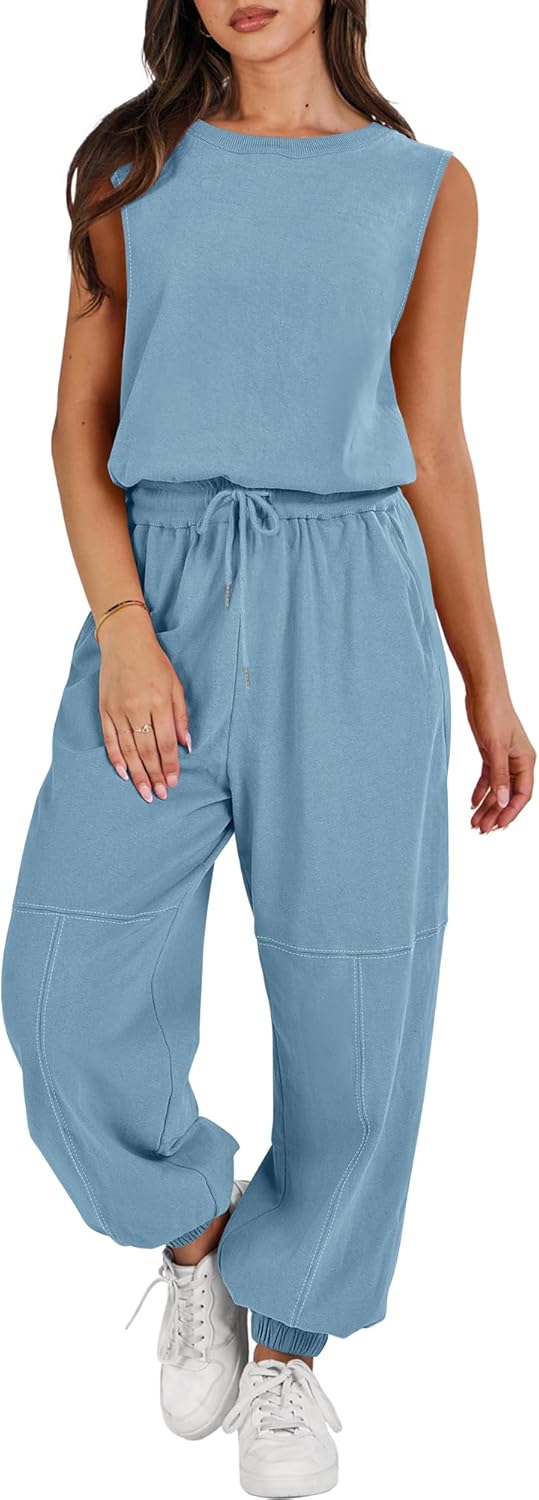 ANRABESS Jumpsuits for Women Casual Summer Sleeveless 2025 Romper One Piece Outfit Active Workout Lounge Jumpsuits Pockets - Image 73