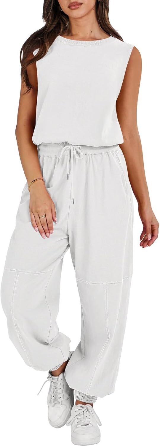 ANRABESS Jumpsuits for Women Casual Summer Sleeveless 2025 Romper One Piece Outfit Active Workout Lounge Jumpsuits Pockets - Image 82