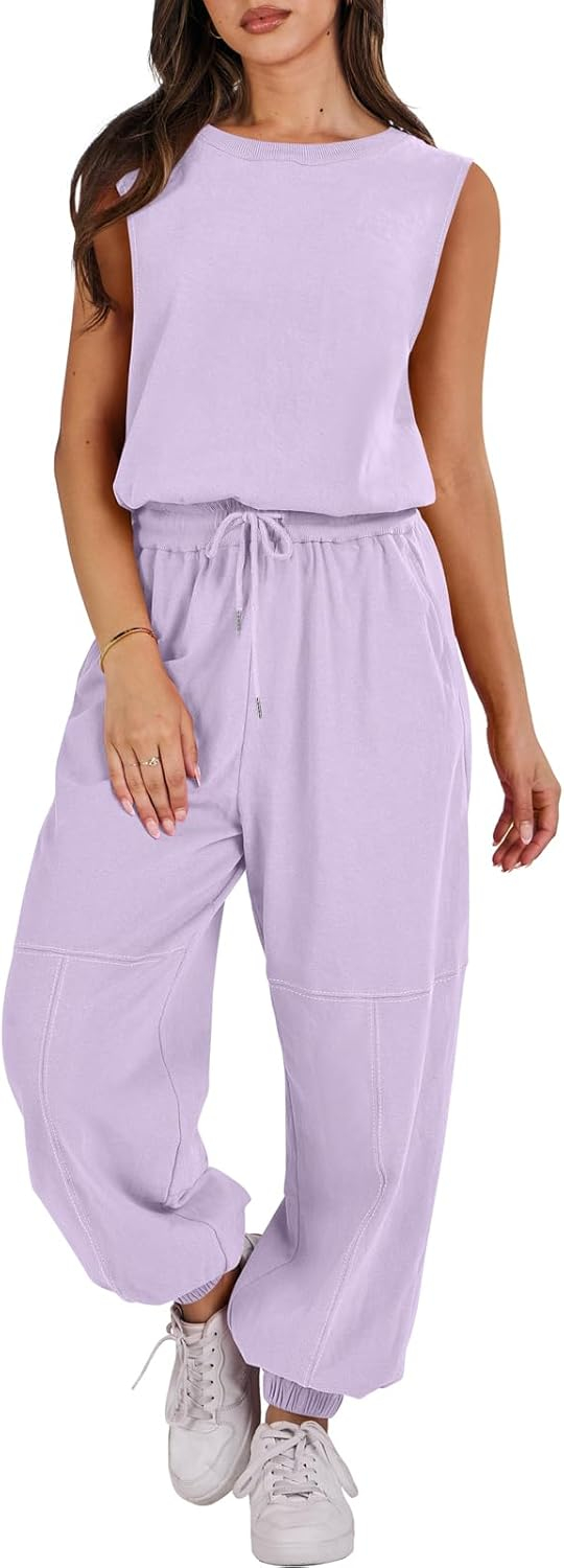 ANRABESS Jumpsuits for Women Casual Summer Sleeveless 2025 Romper One Piece Outfit Active Workout Lounge Jumpsuits Pockets - Image 100