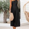 ANRABESS Women's Summer Straps One Shoulder High Waist Dressy Casual Wide Leg Linen Jumpsuit Romper Beach Travel Outfits - Image 5