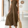 ANRABESS Women's Summer Straps One Shoulder High Waist Dressy Casual Wide Leg Linen Jumpsuit Romper Beach Travel Outfits - Image 15