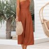 ANRABESS Women's Summer Straps One Shoulder High Waist Dressy Casual Wide Leg Linen Jumpsuit Romper Beach Travel Outfits - Image 30