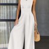 ANRABESS Jumpsuits for Women Summer Dressy Casual Linen Romper Sleeveless V Neck High Waist Wide Leg Beach Vacation Outfits - Image 3