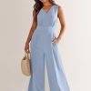 ANRABESS Jumpsuits for Women Summer Dressy Casual Linen Romper Sleeveless V Neck High Waist Wide Leg Beach Vacation Outfits - Image 16