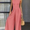 ANRABESS Jumpsuits for Women Summer Dressy Casual Linen Romper Sleeveless V Neck High Waist Wide Leg Beach Vacation Outfits - Image 19