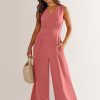 ANRABESS Jumpsuits for Women Summer Dressy Casual Linen Romper Sleeveless V Neck High Waist Wide Leg Beach Vacation Outfits - Image 24