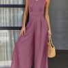 ANRABESS Jumpsuits for Women Summer Dressy Casual Linen Romper Sleeveless V Neck High Waist Wide Leg Beach Vacation Outfits - Image 27