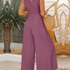 ANRABESS Jumpsuits for Women Summer Dressy Casual Linen Romper Sleeveless V Neck High Waist Wide Leg Beach Vacation Outfits - Image 28