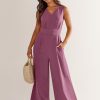 ANRABESS Jumpsuits for Women Summer Dressy Casual Linen Romper Sleeveless V Neck High Waist Wide Leg Beach Vacation Outfits - Image 32