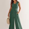 ANRABESS Jumpsuits for Women Summer Dressy Casual Linen Romper Sleeveless V Neck High Waist Wide Leg Beach Vacation Outfits - Image 56