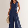 ANRABESS Jumpsuits for Women Summer Dressy Casual Linen Romper Sleeveless V Neck High Waist Wide Leg Beach Vacation Outfits - Image 64