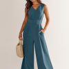 ANRABESS Jumpsuits for Women Summer Dressy Casual Linen Romper Sleeveless V Neck High Waist Wide Leg Beach Vacation Outfits - Image 102