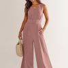 ANRABESS Jumpsuits for Women Summer Dressy Casual Linen Romper Sleeveless V Neck High Waist Wide Leg Beach Vacation Outfits - Image 110